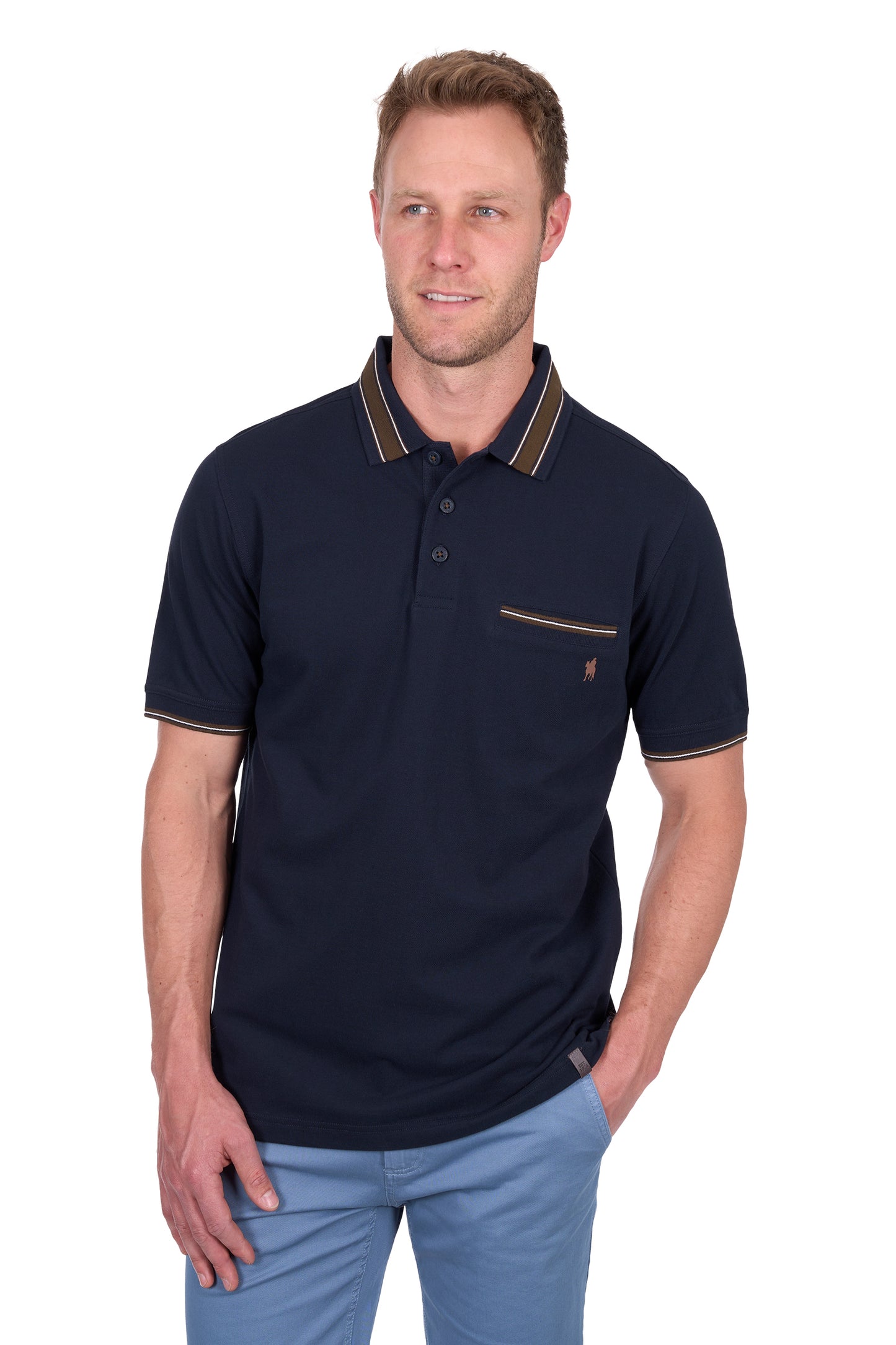 Thomas Cook Men’s Ben Tailored 1-Pocket Short Sleeve Polo - Navy