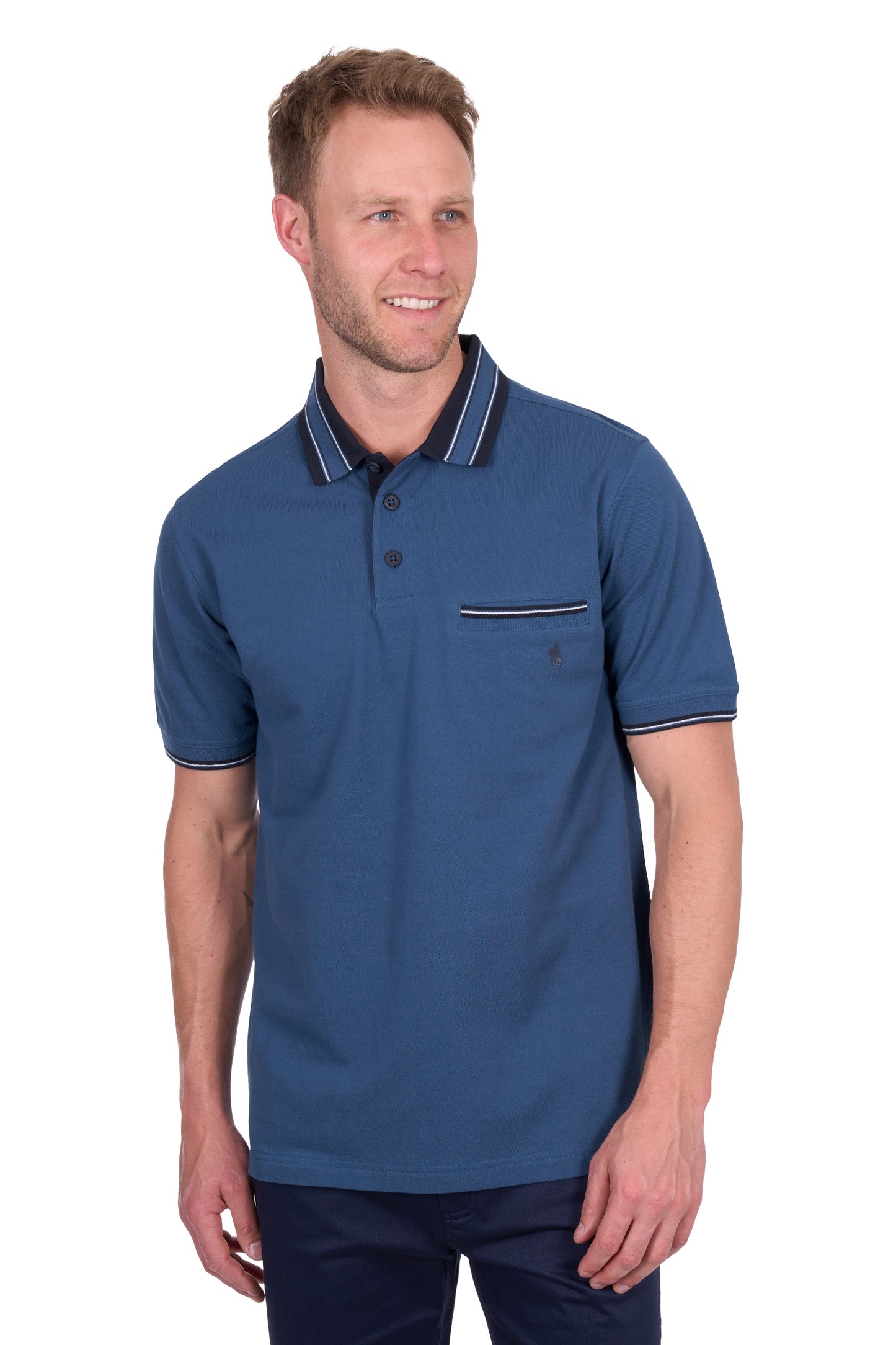 Thomas Cook Men’s Ben Tailored 1-Pocket Short Sleeve Polo - Blue Ocean