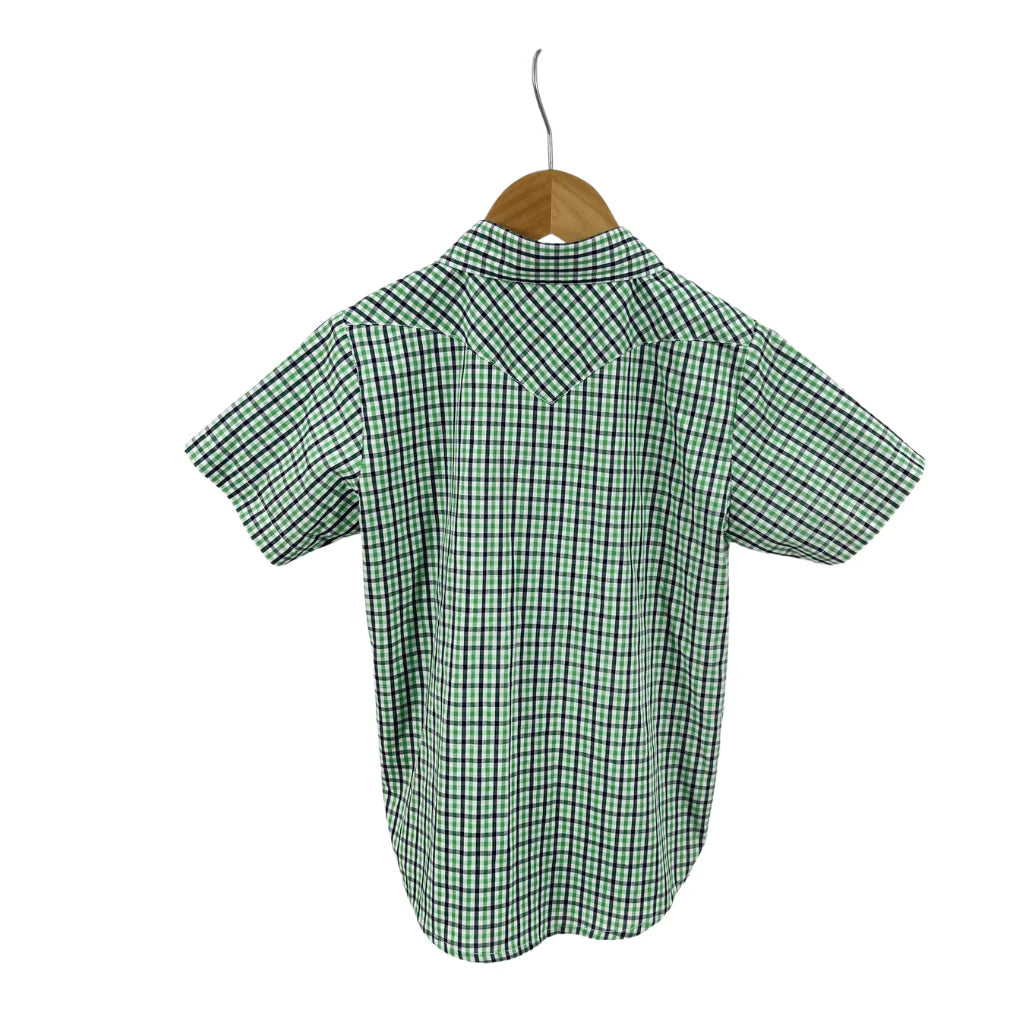 Little Windmill Clothing Co. "Colton" Fresh Green & Blue Gingham Short Sleeve Shirt