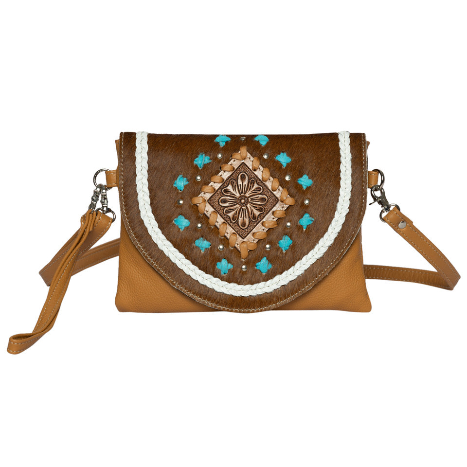 The Design Edge Small Boho Bag with Leather Stitch - Waco (AB84)