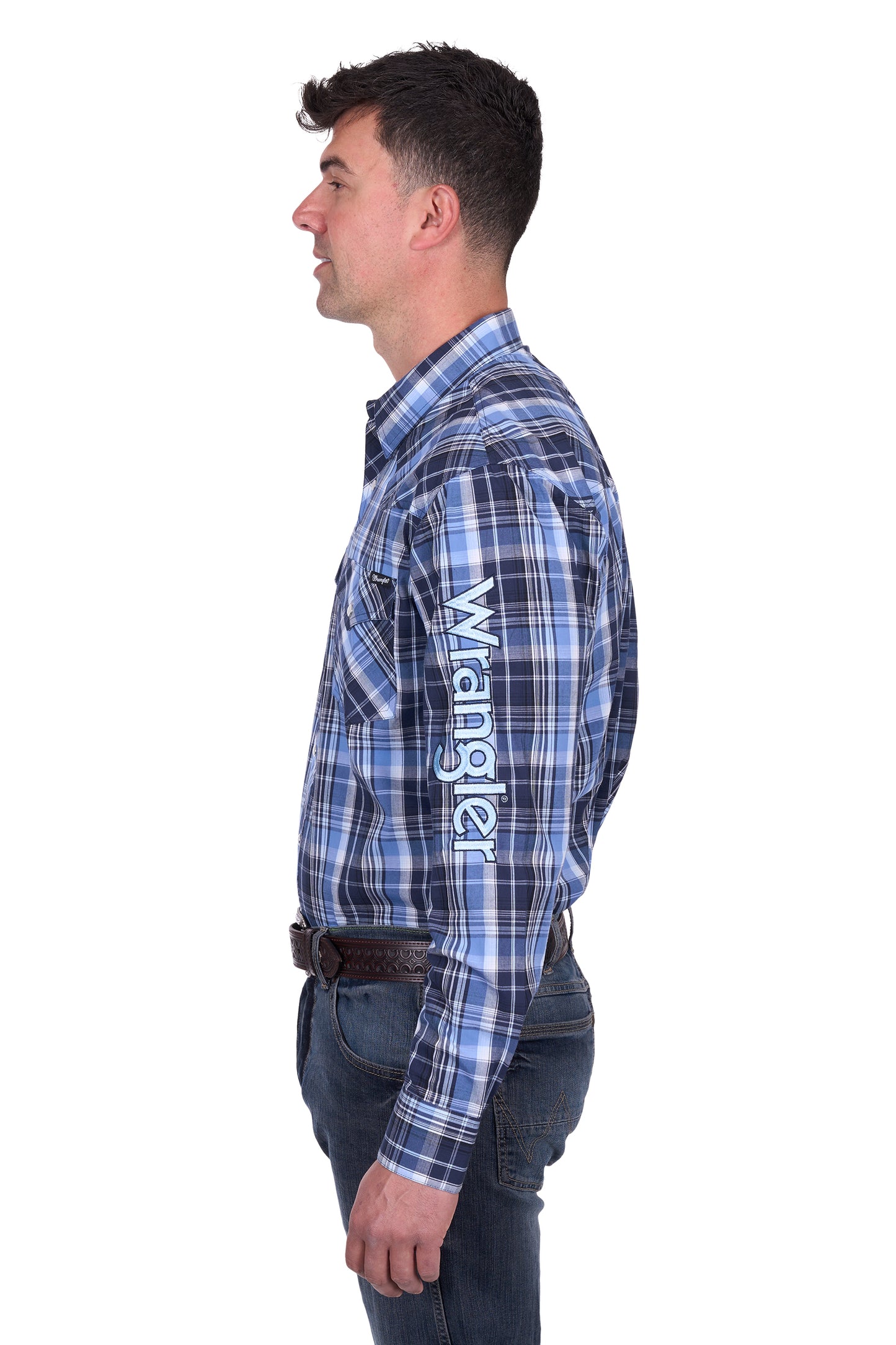 Wrangler Men’s Billy Check Logo Western Long Sleeve Shirt