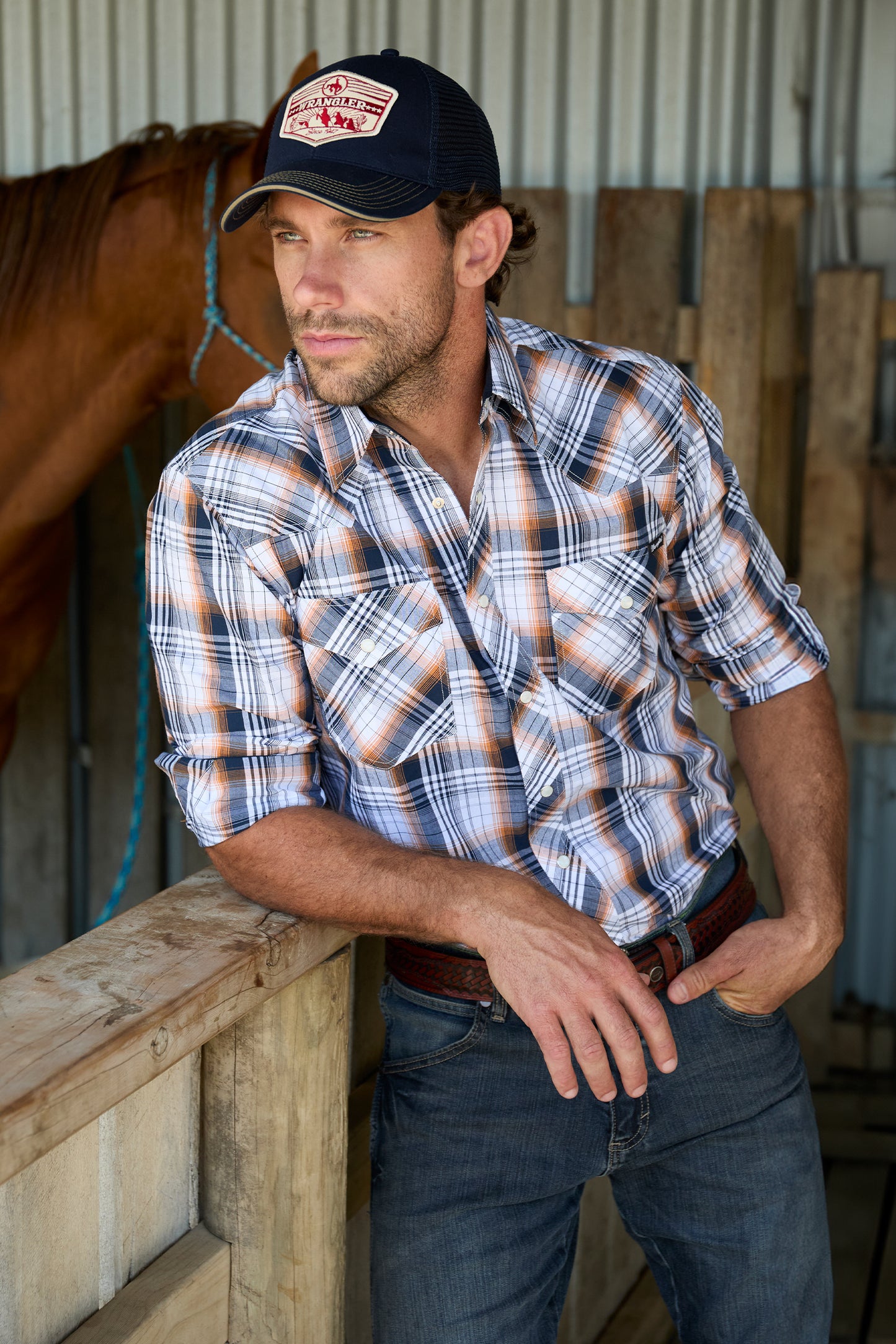 Wrangler Men’s Toby Check Western Long Sleeve Shirt