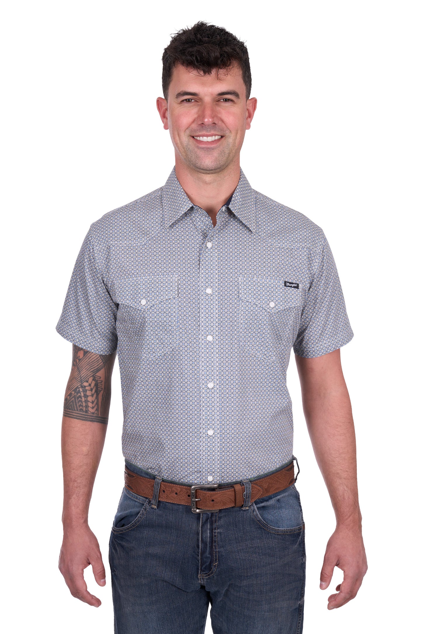 Wrangler Men’s Jimmy Print Western Short Sleeve Shirt