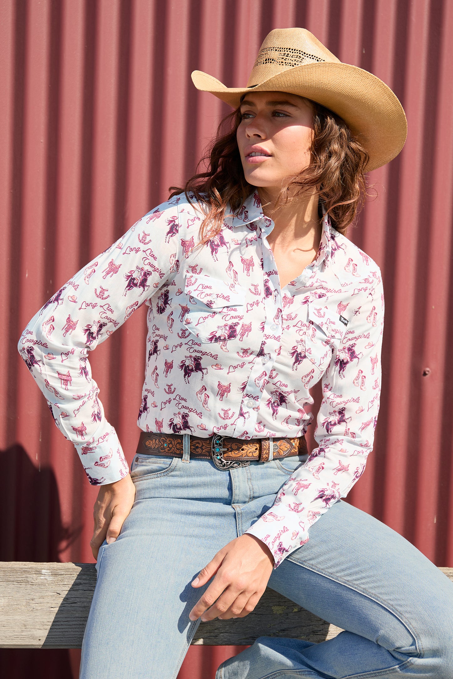 Wrangler Women’s Doreen Print Western Long Sleeve Shirt