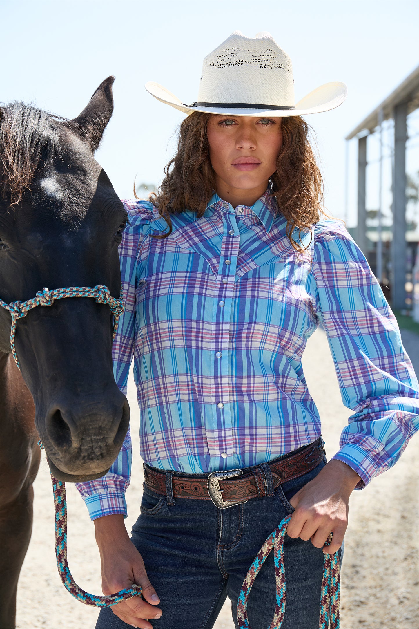 Wrangler Women’s Emily Check Western Long Sleeve Shirt