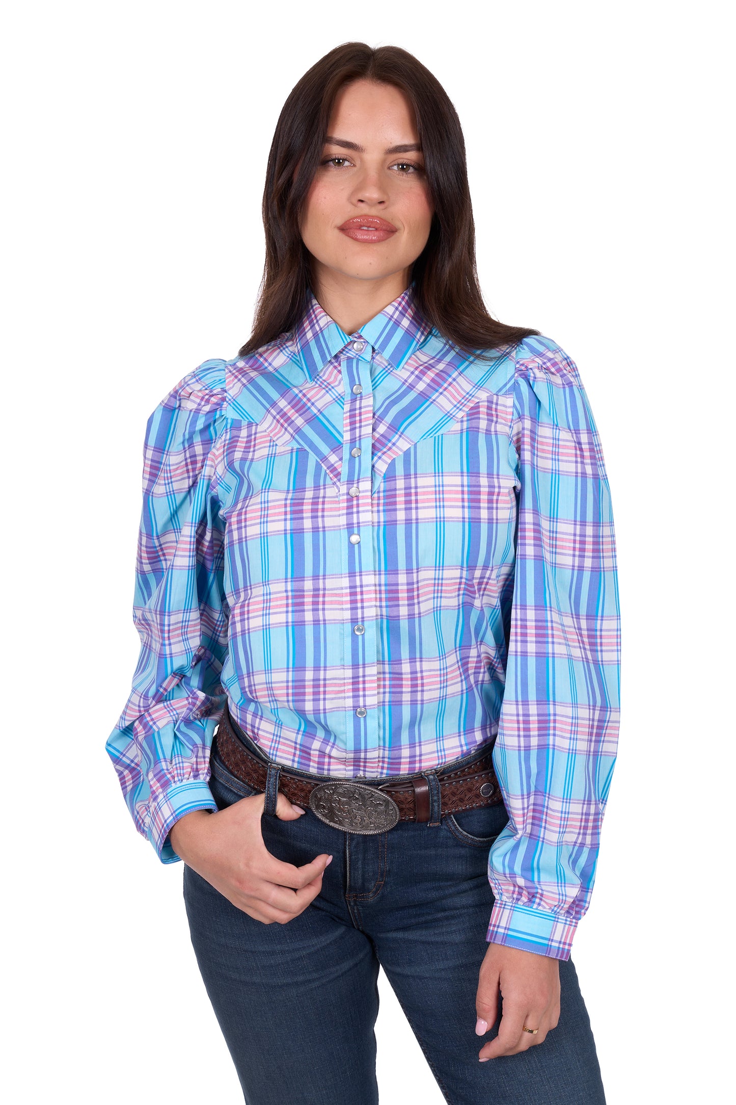 Wrangler Women’s Emily Check Western Long Sleeve Shirt