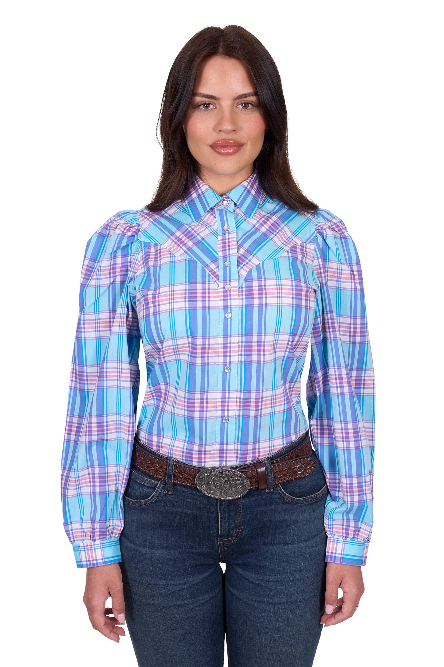 Wrangler Women’s Emily Check Western Long Sleeve Shirt