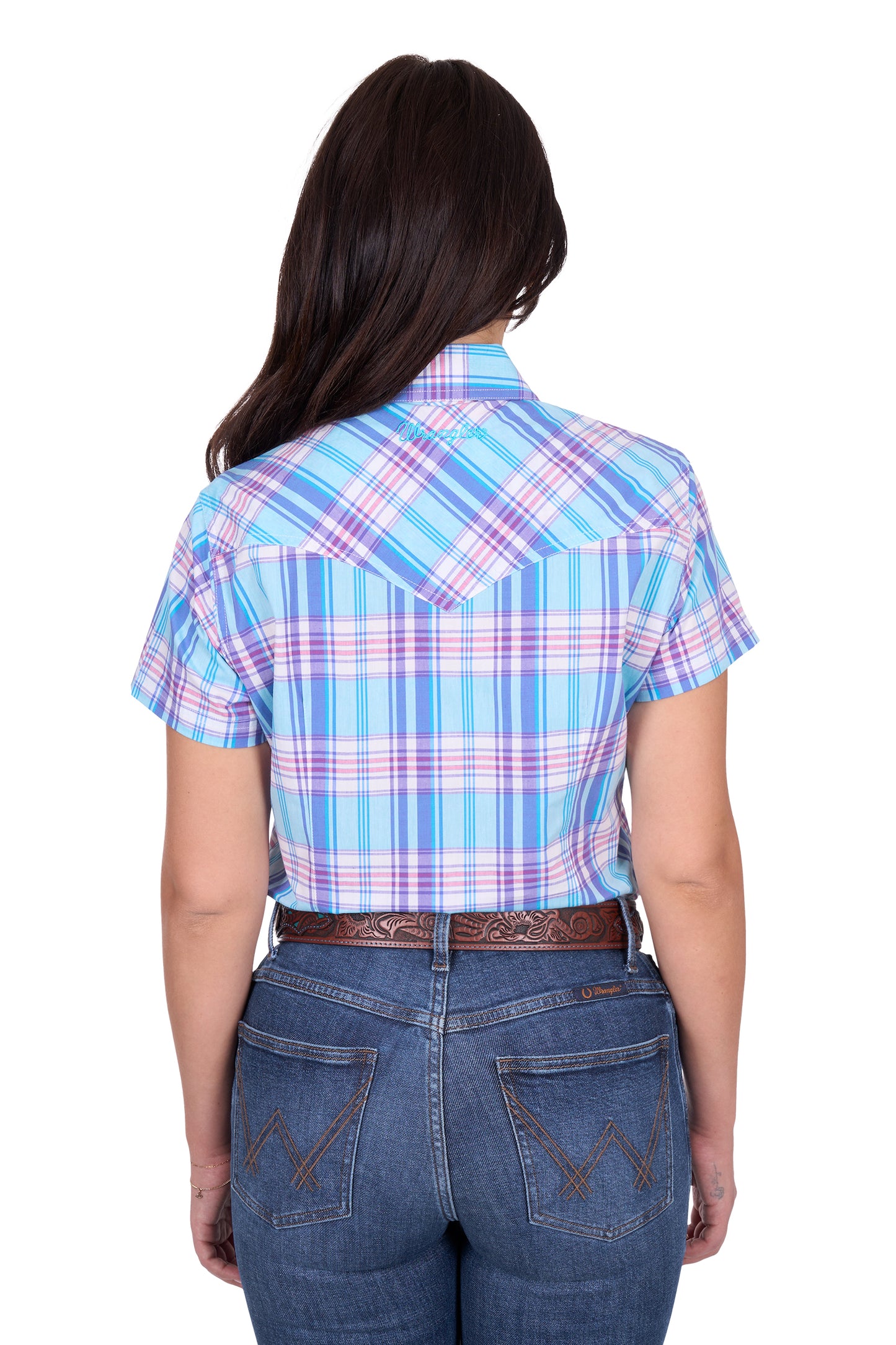 Wrangler Women’s Emily Check Western Short Sleeve Shirt