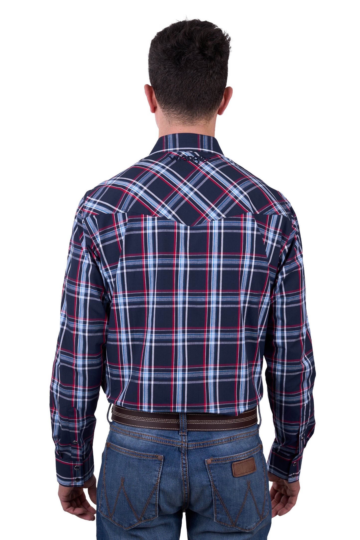 Wrangler Men’s Hugo Check Logo Western Long Sleeve Shirt