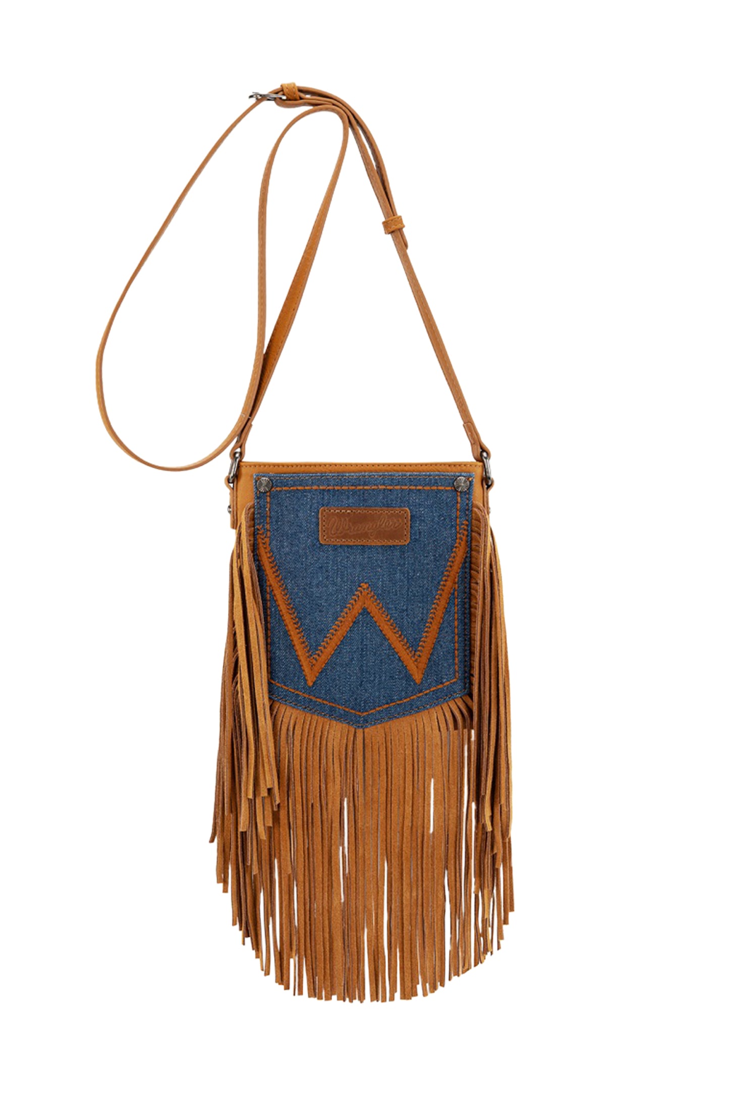 Wrangler Denim Pocket Fringe Bag -Tan
