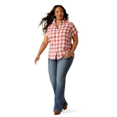 Ariat Womens Billie Jean Short Sleeve Shirt Cherry Gingham