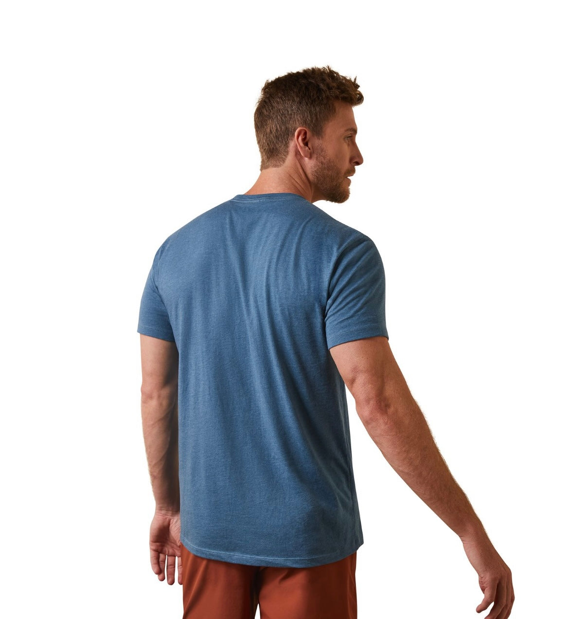 ARIAT MENS STEEL BAR LOGO SS TSHIRT STEEL BLUE