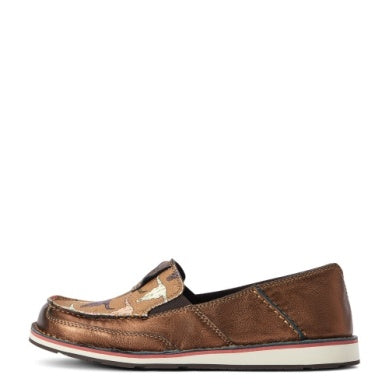 ARIAT WMNS CRUISER METALLIC BRONZE/PINK STEERHEAD PRINT