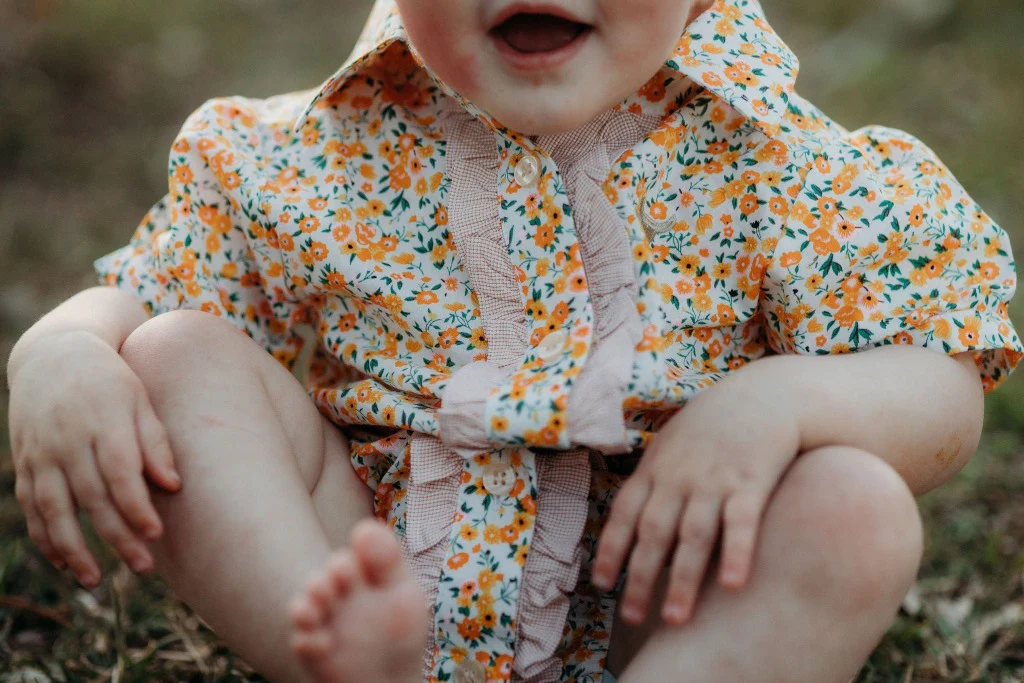 Little Windmill Clothing Co. Louise Lemon Flowers Short Sleeve Romper