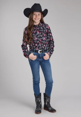 Roper Girls Five Star Collection Long Sleeve Shirt Black 03-080-0590-0187