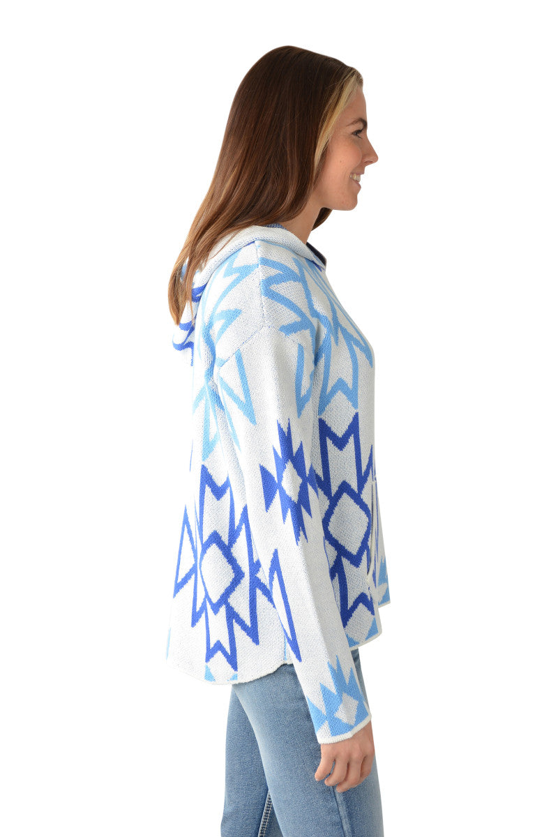 PURE WESTERN KHLOE KNITTED PULLOVER CREAM/BLUE