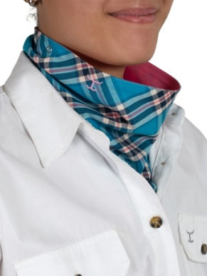 Just country Womens Carlee Double Sided Scarf Blue Jewel Plaid/ Pink