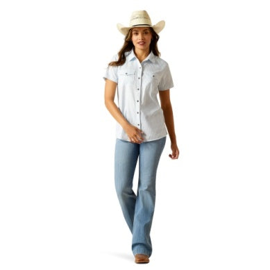 Ariat Womens Western Ventek Short Sleeve Shirt Distressed Stripe