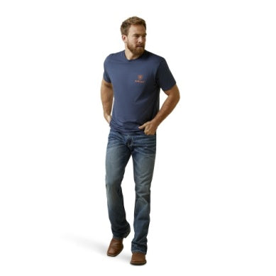 ARIAT MENS MUSTANG FEVER SS TEE NAVY HEATHER