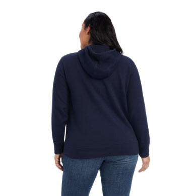 ARIAT WMNS REAL SHIELD LOGO HOODIE NAVY ECLIPSE