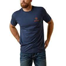 ARIAT MENS MUSTANG FEVER SS TEE NAVY HEATHER