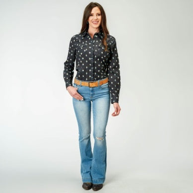 Roper Womens West Made Collection Long Sleeve Shirt Black 03-050-0064-0317