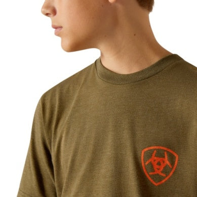 Ariat Boys Grain Flag Short Sleeve Tee Military Heather