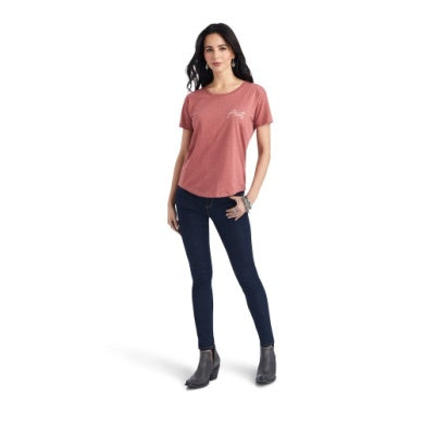 ARIAT WMNS SUNSET LOCKUP SS TEE RED CLAY HEATHER