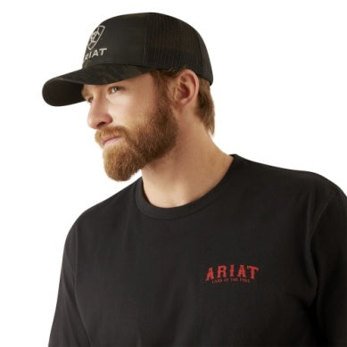 ARIAT MENS WESTERN VERTICAL FLAG SS TEE BLACK