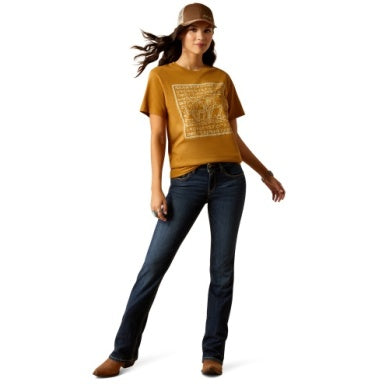 Ariat Womens Longhorn Brand Short Sleeve Tee Harvest Gold
