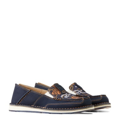 ARIAT LADIES CRUISER NAVY BLUE SUEDE/ SADDLE UP PRINT