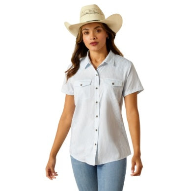 Ariat Womens Western Ventek Short Sleeve Shirt Distressed Stripe