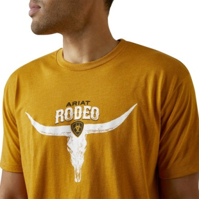 ARIAT MENS RODEO SKULL SS TEE BUCKHORN HEATHER
