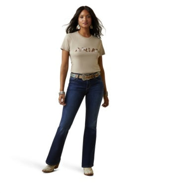 ARIAT WMNS COW SS TEE OATMEAL HEATHER