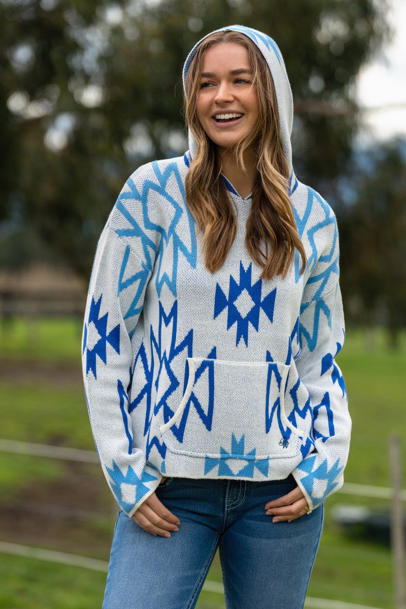 PURE WESTERN KHLOE KNITTED PULLOVER CREAM/BLUE