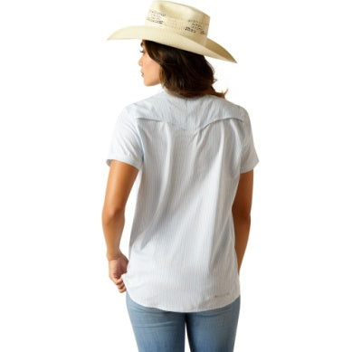 Ariat Womens Western Ventek Short Sleeve Shirt Distressed Stripe