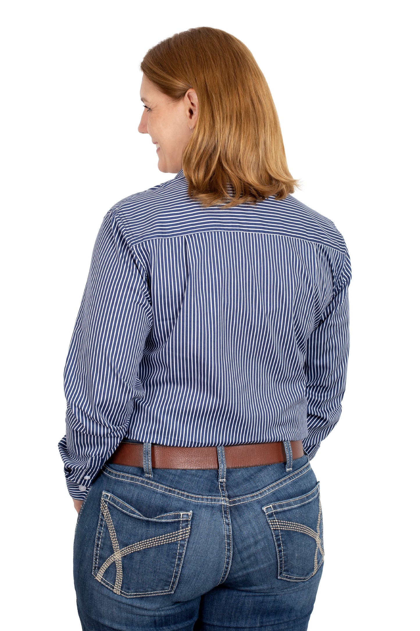 JUST COUNTRY ABBEY FULL BUTTON NAVY WHITE STRIPE