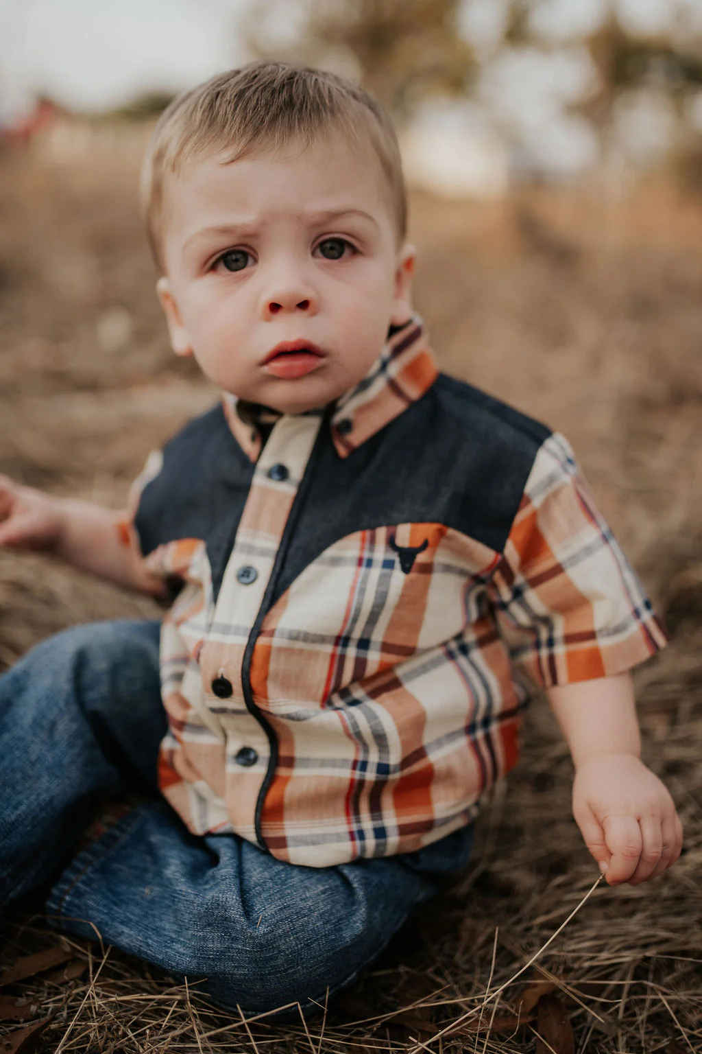 Little Windmill Clothing Co. Lance Vintage Western Short Sleeve Romper/Shirt