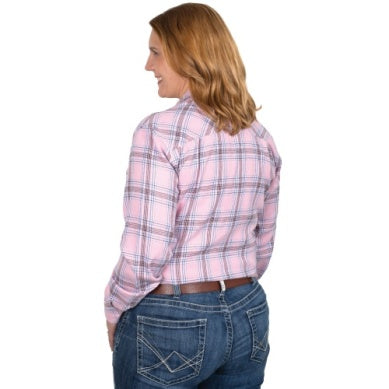 Just Country Womens Brooke Work shirt Flannel Plaid Dusty Rose