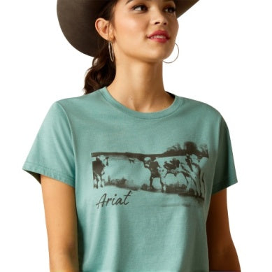 Ariat Womens Wholesome Heffers Short Sleeve Tee Blue Heather