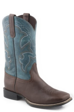 ROPER LITTLE KIDS MONTEREY BROWN TUMBLED/TEAL LEATHER BOOT