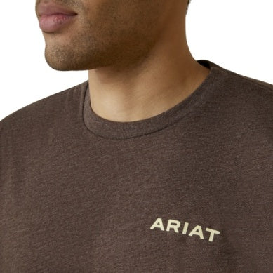 ARIAT MENS RETRO STRIPE SS TEE BROWN HEATHER