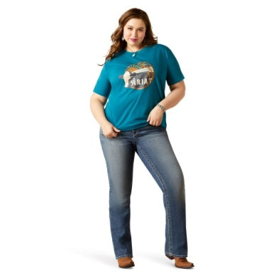 Ariat Womens Heartland Short Sleeve Tee Deep Lagoon
