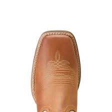 ARIAT LADIES ROUND UP WIDE SQUARE TOE CANYON BROWN / DAISY LOGO PRINT