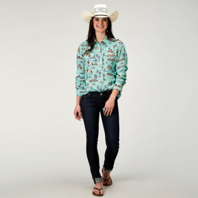 Roper Womens Five Star Collection Long Sleeve Shirt Blue 03-050-0590-2012