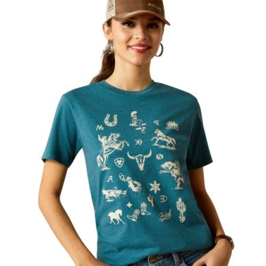 Ariat Womens Sketch Pad Short Sleeve Tee Deep Sea Heather