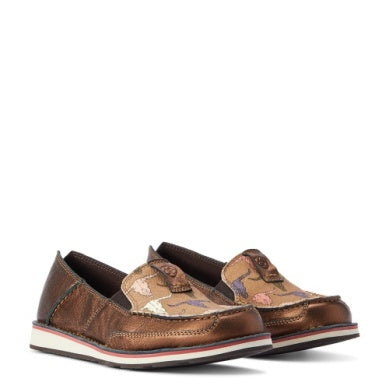 ARIAT WMNS CRUISER METALLIC BRONZE/PINK STEERHEAD PRINT