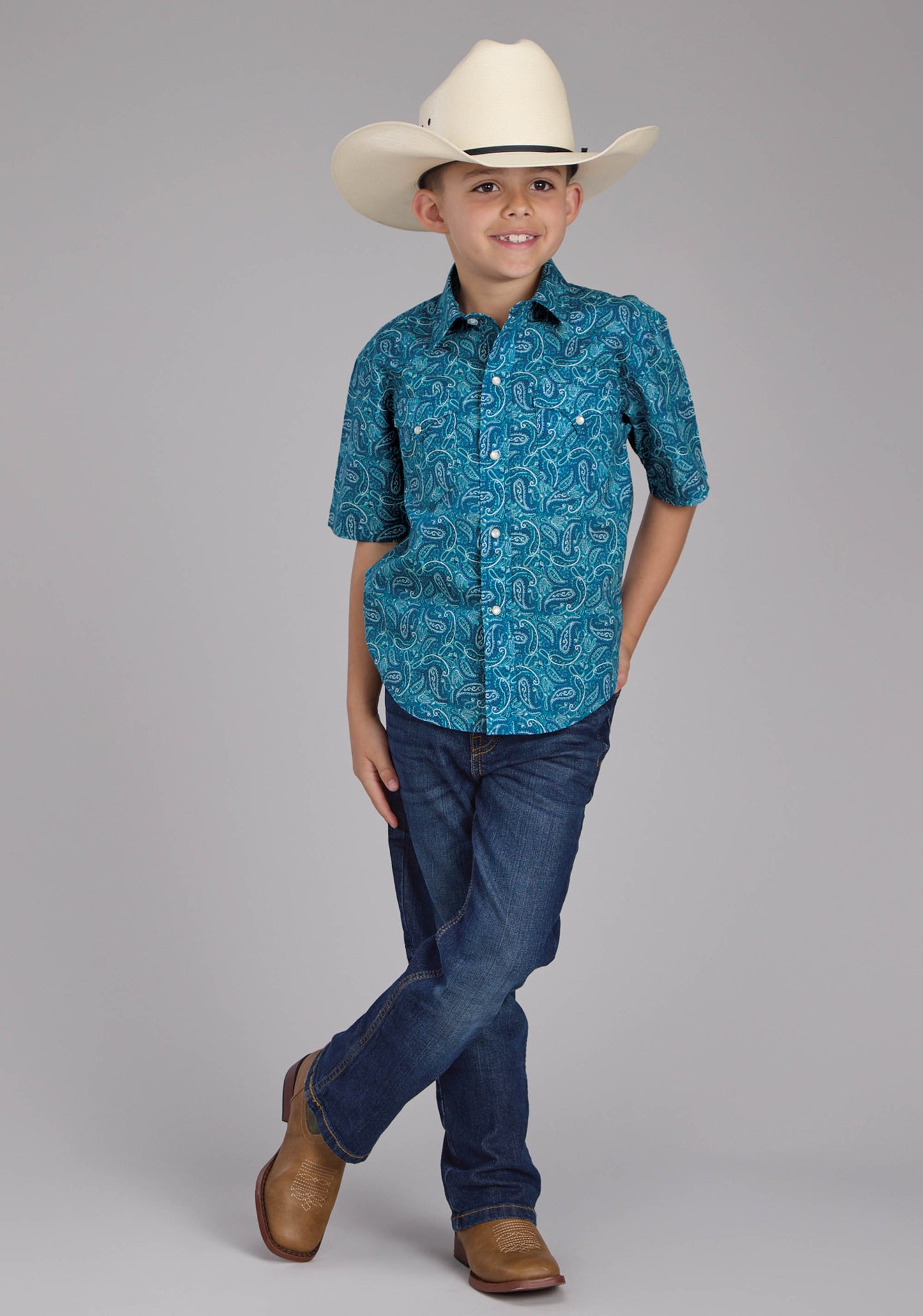 Roper Boys West Made Collection Short Sleeve Shirt 03-031-0064-0248