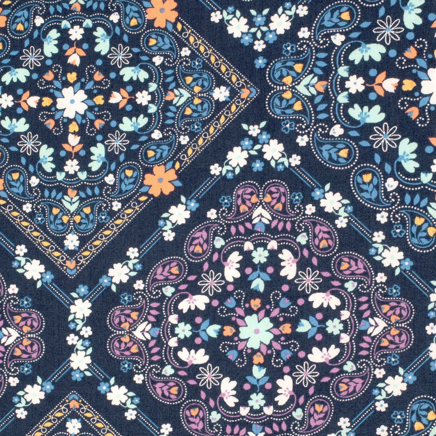 Just Country Women's Abbey Full Button Workshirt - Navy Floral Tiles WWLS2550