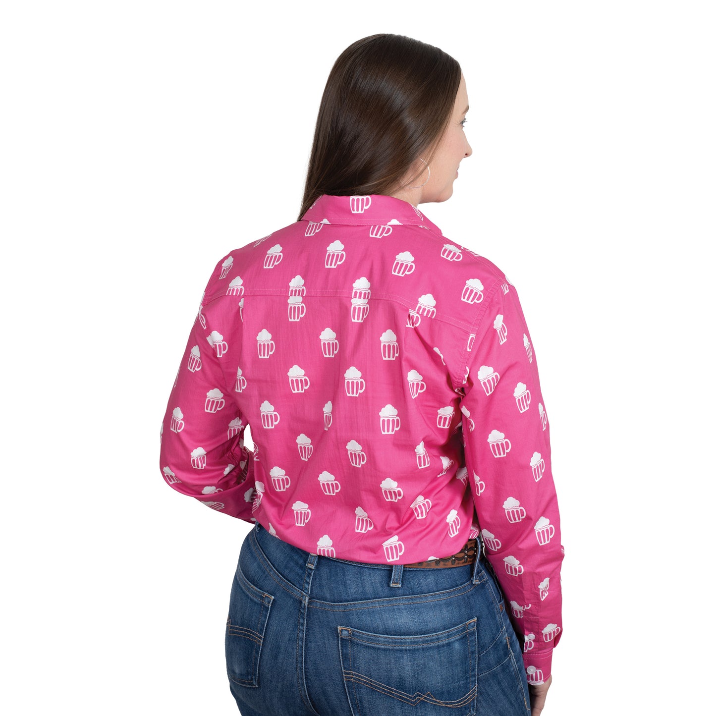 Just Country Women's Abbey Full Button Long Sleeve Print Workshirt - Rose Brew